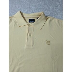 Izod Mens Large Silk Wash Short Sleeve Yellow Polo Embroidered Logo Golf Casual